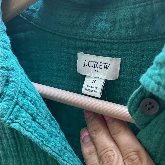J. Crew Double Gauze Button Down Long Sleeve Shirt Green small - Picture 6 of 7